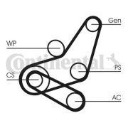 Комплект поликлинового ремня 6PK1059ELASTT2 6PK1059ELASTT2 CONTINENTAL