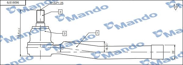 Наконечник рулевой тяги CHEVROLET Rezzo (00-08) правый MANDO DSA020620 MANDO