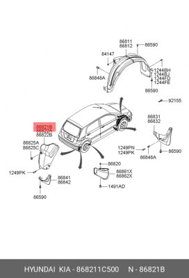 Подкрылок задний левый 868211C500 HYUNDAI KIA
