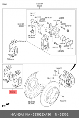 Колодки тормозные HYUNDAI Elantra (11-) задние (4шт.) OE 583023XA30 HYUNDAI KIA