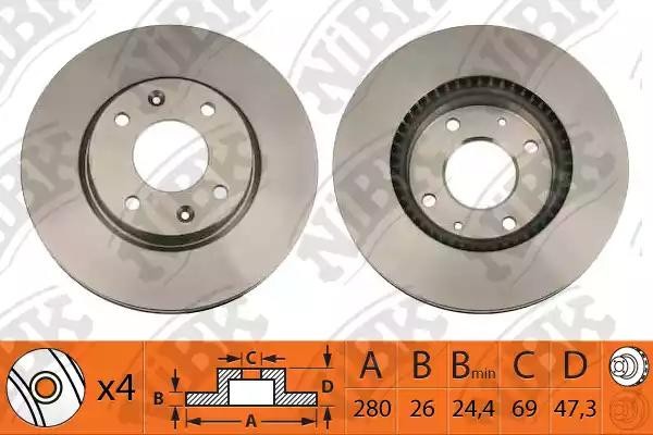 Диск тормозной HYUNDAI Sonata (01-),Elantra (00-) KIA Magentis (R15) передний (1 RN1231 NIBK