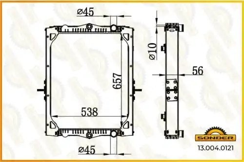 Радиатор охлаждения 657*529 x 58 без рамки 130040121 SONDER