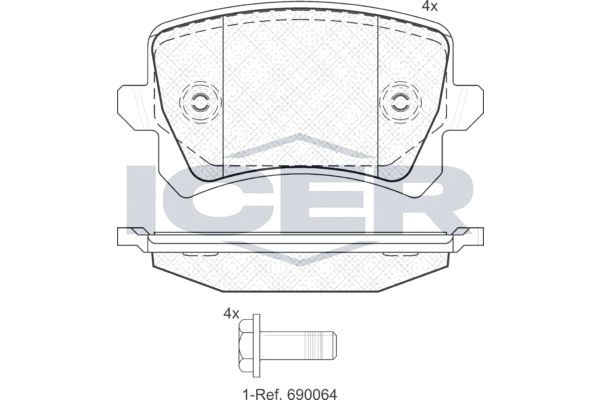 181857 колодки дисковые задние!\ VW Tiguan 1.4TFSi/2.0TDi/2.0TFSi 07> 181857 ICER