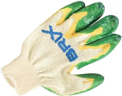 перчатки! х/б с 2-слойным латексным покрытием (13 класс вязки, белые с желто-зел BRX0050002 BRIX