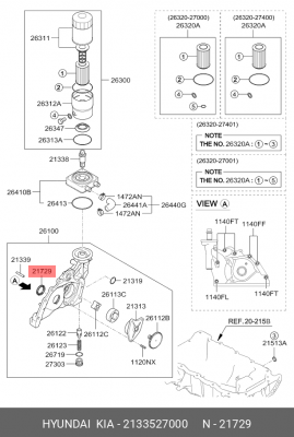 сальник к/в передний! 32x45x6\ Hyundai Elantra/Santa FE/Trajet/Tucson 2.0CRDI 01 2133527000 HYUNDAI