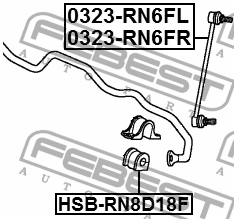 Втулка стабилизатора передняя HONDA FIT 02-08, STREAM 07- HSB-RN8D18F HSB-RN8D18F FEBEST