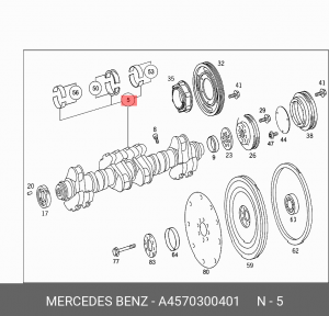 Вал коленчатый КамАЗ-5490 (демонтаж с нового двигателя) оригинал Mercedes - Benz A4570300401 MERCEDES BENZ