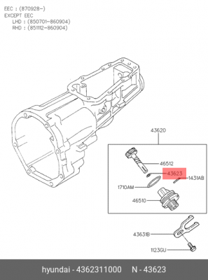 Прокладка HYUNDAI Porter привода спидометра OE 4362311000 HYUNDAI KIA
