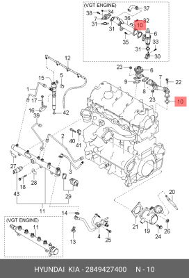 Прокладка HYUNDAI Santa Fe (06-) KIA Sportage (04-) клапана контроля выхлопных г 2849427400 HYUNDAI KIA