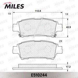 Колодки тормозные задние (Смесь CERAMIC серия PRO) TOYOTA AVENSIS VERSO 2.0 01-/ E510244 MILES