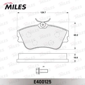 Колодки тормозные передние (без датчика + болты) (Смесь Low-Metallic) VOLKSWAGEN E400125 MILES