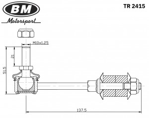 Стойка стабилизатора заднего, правая/левая TR2415 TR2415 BM MOTORSPORT