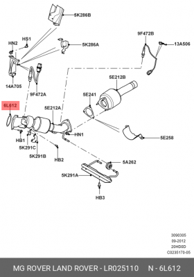 прокладка глушителя!\Land Rover Discovery Sport/Range Rover Evoque/Freelander/Ra LR025110 LAND ROVER