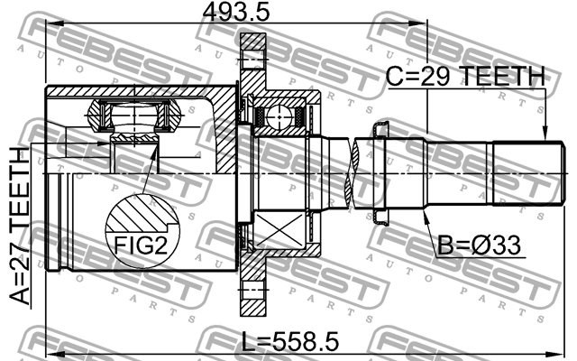 ШРУС внутренний правый NISSAN MURANO Z51 2007-2014 0211-J32RH 0211-J32RH FEBEST