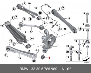 Сайлентблок BMW X3 (E83) рычага подвески задней задний OE 33 30 6 786 980 BMW