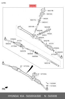 Рейка рулевая KIA Picanto (17-) OE 56500G6500 HYUNDAI KIA