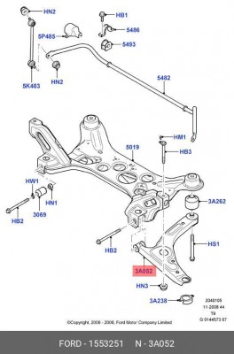 Рычаг подвески FORD Transit (06-) передний левый OE 1 553 251 FORD