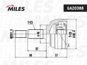 ШРУС наружный RENAULT CLIO 1.4-1.5D 04- (GSP 850092) GA20388 GA20388 MILES