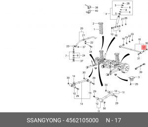 Сайлентблок SSANGYONG Actyon (06-),Kyron (05-),Rexton (02-) рычага поперечного з 4562105000 SSANG YONG