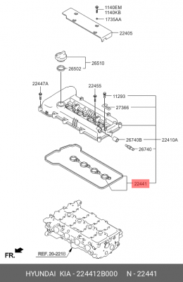 прокладка клапанной крышки!\ KIA Soul/Ceed/Elantra/i30 224412B000 HYUNDAI