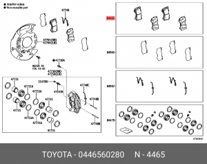 Колодки тормозные передние  TOYOTA 0446560280 04465-60280 TOYOTA