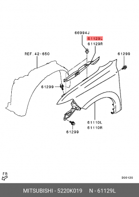 ПРОКЛАДКА КРЫЛА,ЛЕВ. 5220K019 MITSUBISHI