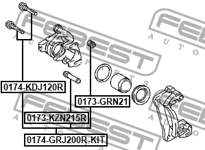 Втулка направляющая суппорта тормозного задн к-т TOYOTA LAND CRUISER 100 98-07 0 0174-GRJ200R-KIT FEBEST