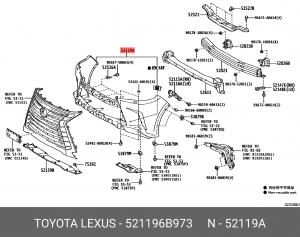 бампер! передний\ Lexus LX450D/460/570 15> 52119-6B973 TOYOTA