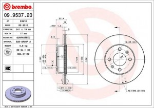 Диск тормозной 09.9537.20 09.9537.20 BREMBO