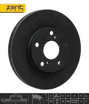 диск тормозной передний! Toyota Avensis/Camry all 93> Z06028 ZENTPARTS
