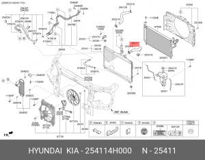 Патрубок HYUNDAI Starex H-1 (07-) радиатора верхний OE 254114H000 HYUNDAI KIA