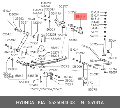 Серьга HYUNDAI Porter 2 рессоры задней OE 5525044003 HYUNDAI KIA
