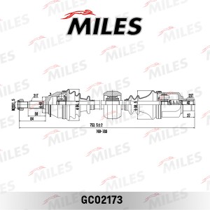 Привод в сборе правый RENAULT LOGAN I/SANDERO 1.2-1.6 04- с ABS (GKN 304509) GC0 GC02173 MILES