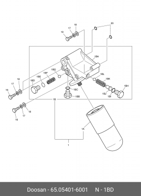 Клапан перепускной в сборе 65.05401-6001 DOOSAN