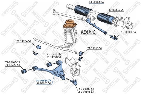 рычаг левый!\ Audi 80 all 91-96 57-03664A-SX STELLOX