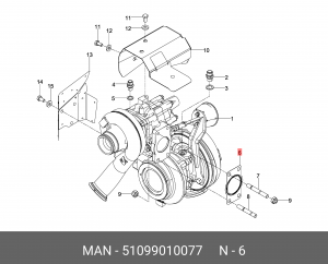 Уплотнение турбины 51099010077 MAN