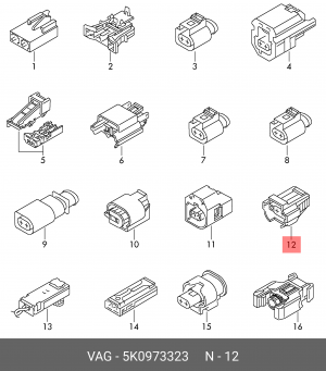 Разъем VW AUDI SEAT SKODA электрический OE 5K0 973 323 VAG