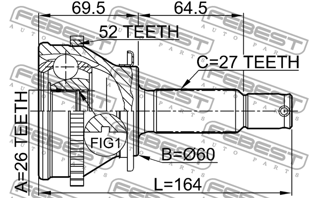ШРУС 1210-SFA52 1210-SFA52 FEBEST