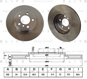 Диск тормозной передний вентилируемый BMW 5(F10) 10- BS0385 BS0385 BLITZ