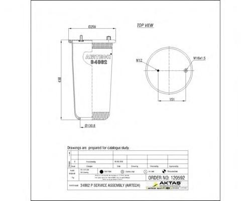 Пневморессора MAN TGL (без стакана,1шп.+возд.1отв.) AIRTECH 34862P AIRTECH