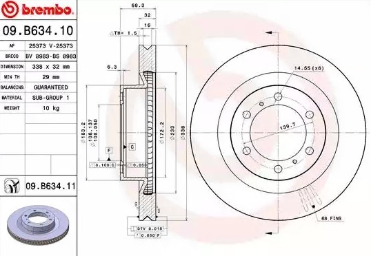 Диск тормозной 09.B634.11 09.B634.11 BREMBO