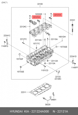болт крышки распредвала!M16\ Kia Sorento 02-09, Hyundai Porter 05> 221224A000 HYUNDAI