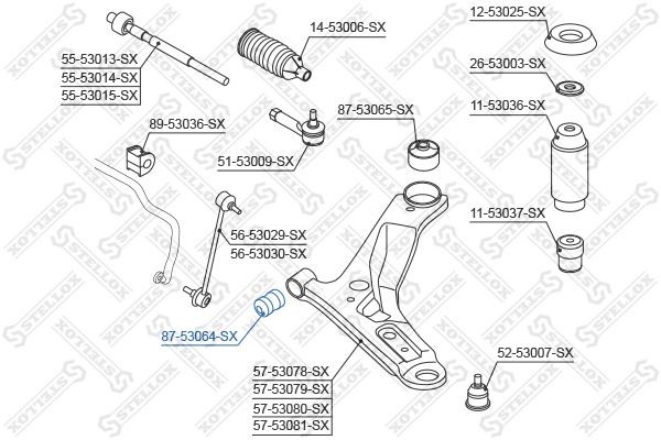 сайлентблок рычага пер.!\ KIA Picanto 04> 87-53064-SX STELLOX