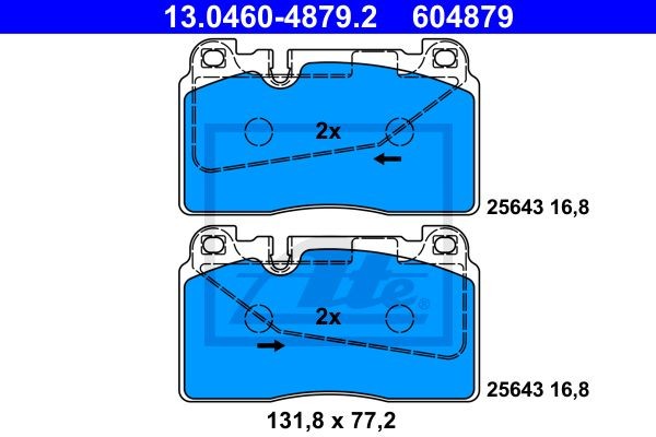 13.0460-4879.2 колодки дисковые передние!\ Audi Q5 2.0TFSI/3.0TFSI/2.0TDI/3.0TDI 13.0460-4879.2 ATE
