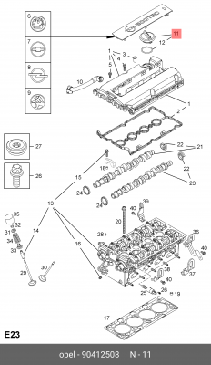 Крышка горловины масляной OPEL Vectra A,B OE 90412508 GENERAL MOTORS