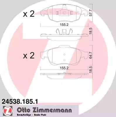 колодки дисковые !перед. 155x58x18 \ Citroen C4 Picasso 1.6HDi/1.8i 06> 24538.185.1 ZIMMERMANN