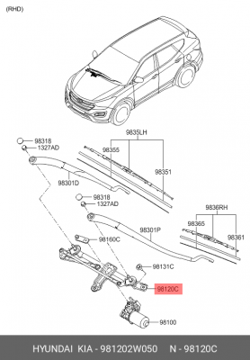 ТРАПЕЦИЯ СТЕКЛООЧИСТИТЕЛЯ 98120-2W050 981202W050 HYUNDAI KIA