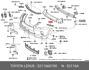 кронштейн бампера! переднего левый\ Lexus LX450D/460 07-12 52116-60190 TOYOTA