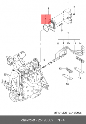 Кольцо уплотнительное CHEVROLET Lanos катушки зажигания OE 25190809 GENERAL MOTORS