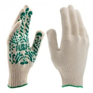 Перчатки х/б 6-и нит. 10 класс ПВХ цветы белая PALISAD 67771 PALISAD